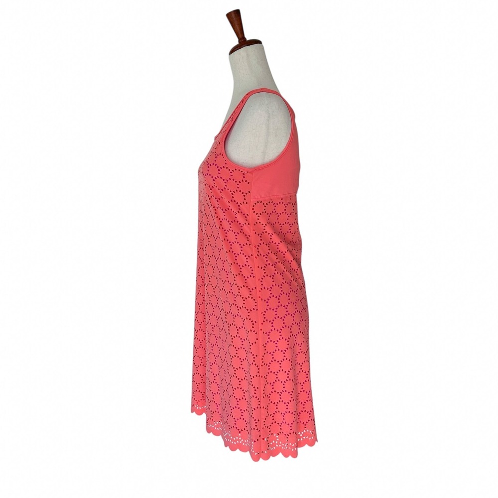 Title Nine Dress Size Small "Nimblene" Coral & Pink Illusion Laser Cut Midi‎ - Picture 9 of 12